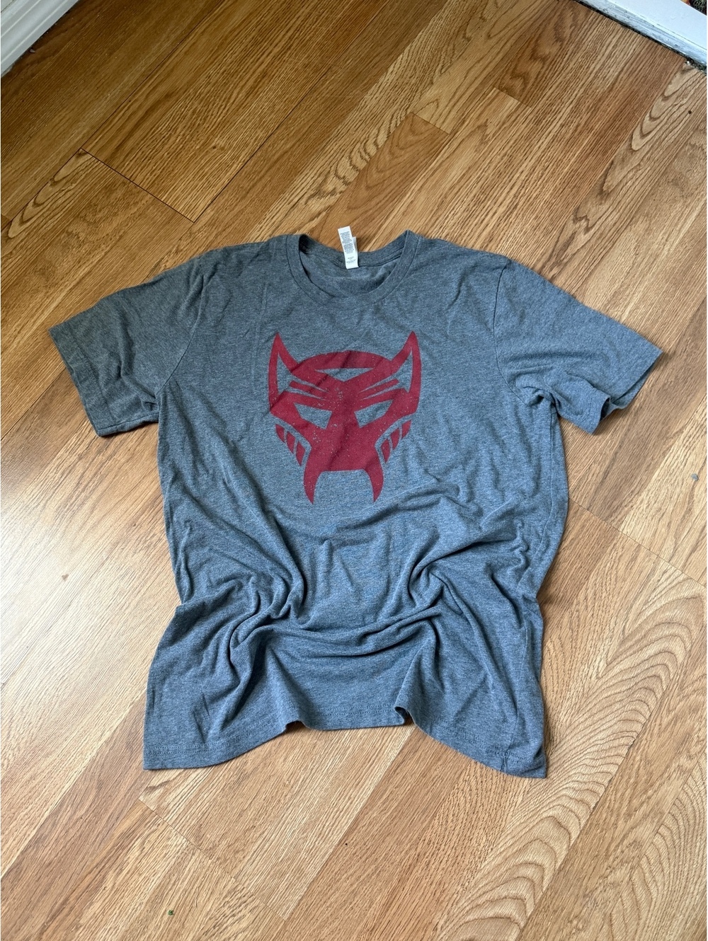 Bella+Canvas transformers Gray Graphic T-Shirt with Red Panther Mask Design XL